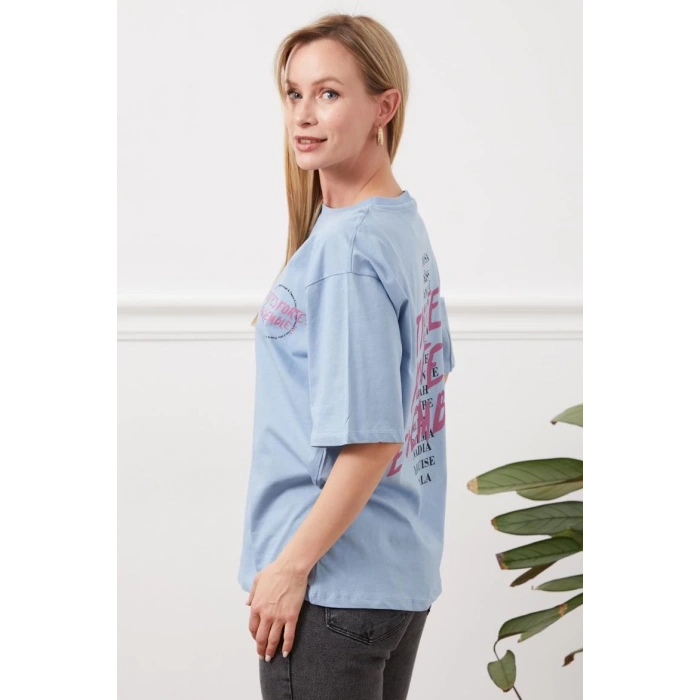 Baskılı tişört mavi