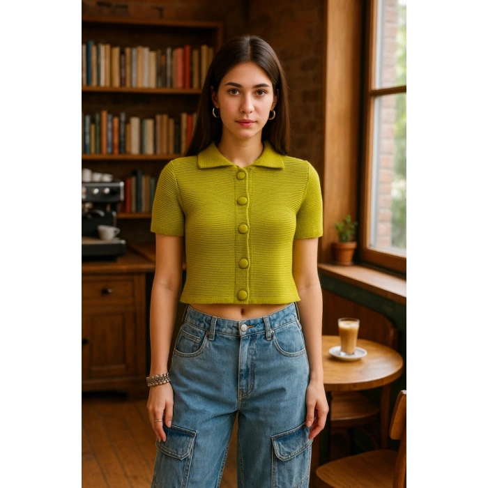 Bebe Yaka Düğmeli Bluz