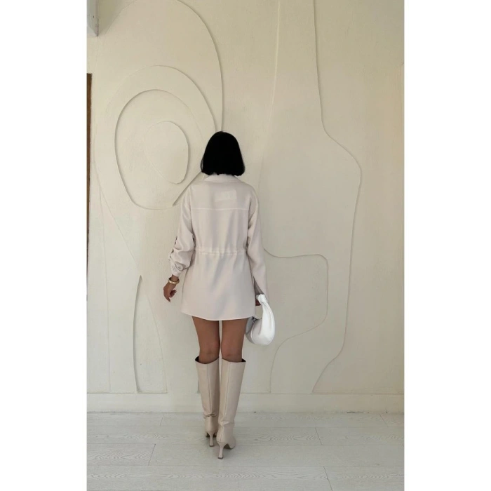 Bej Çıtçıtlı Tünelli Gömlek