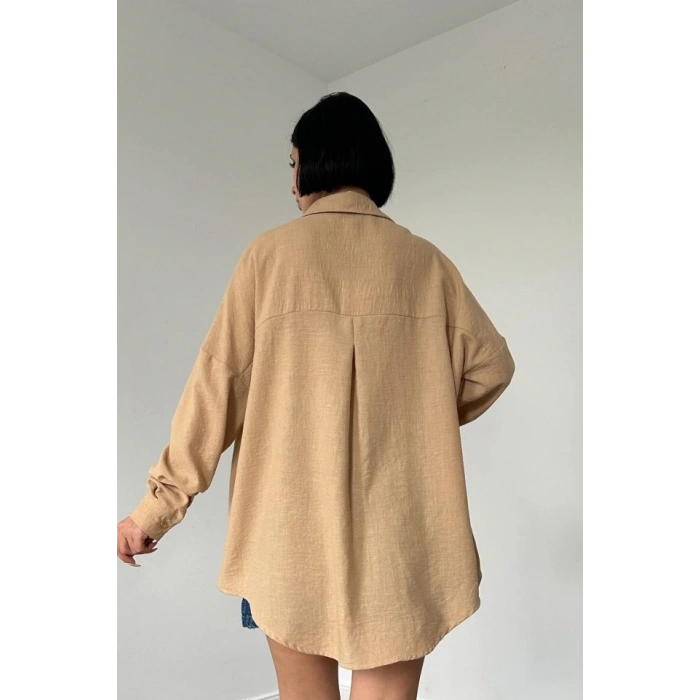 Bej Taş İşlemeli Gömlek