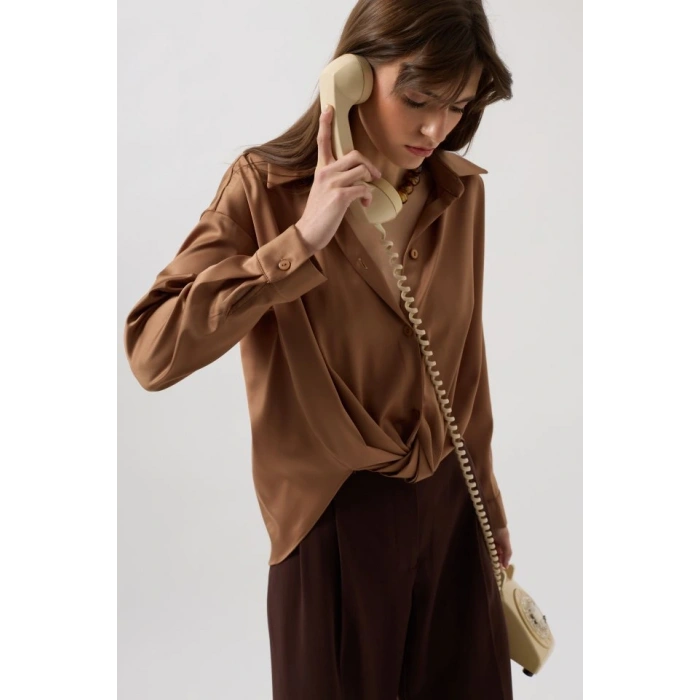 Bel Büzgülü Crop aten Gömlek