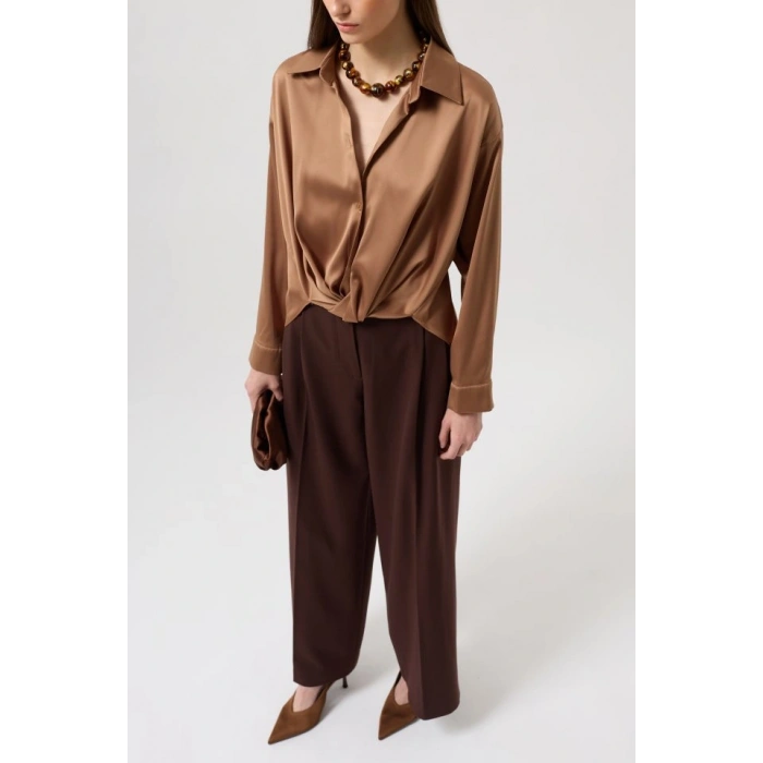 Bel Büzgülü Crop aten Gömlek