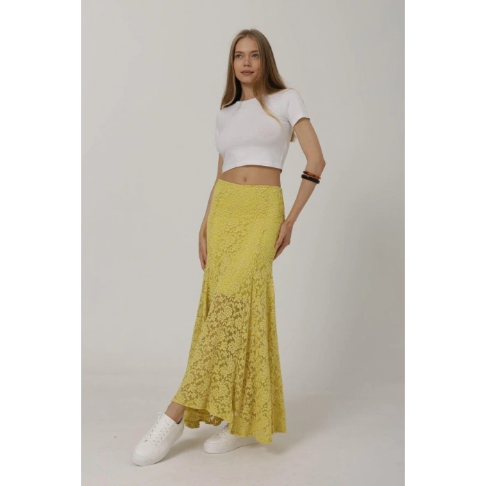 Bel Lastikli Dantel Etek  arı