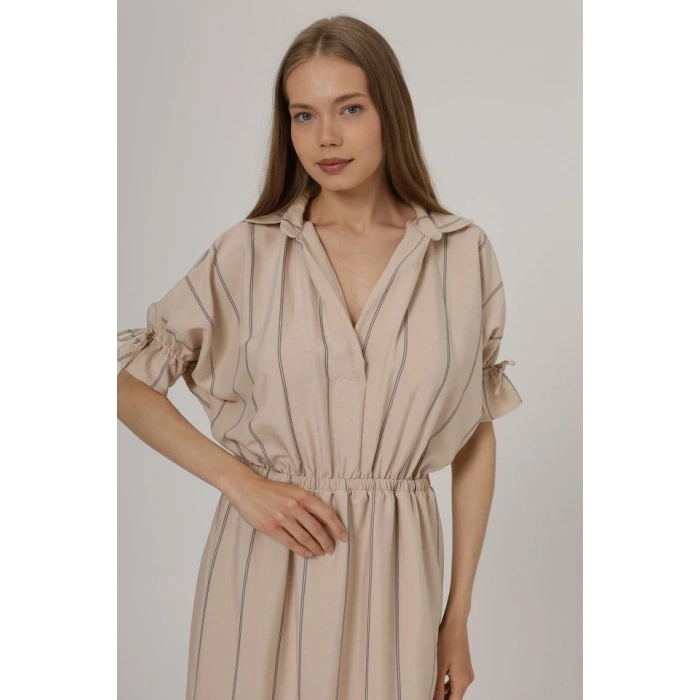 Beli Lastikli Elbise  Taş