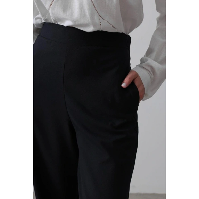 Beli Yarım Lastikli Palazzo Pantolon  Lacivert