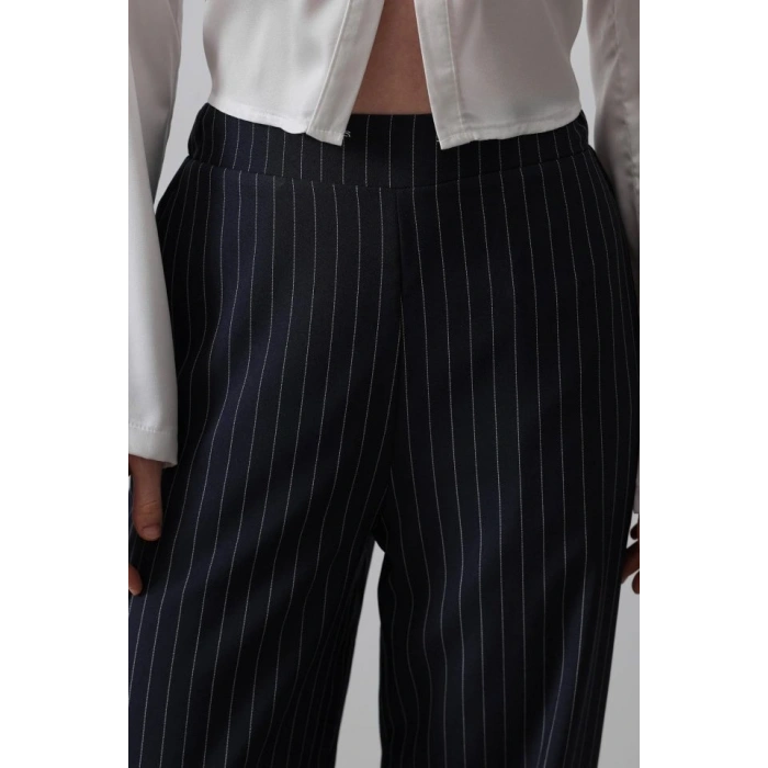 Beli Yarım astikli Palazzo Pantolon  acivertBeyaz