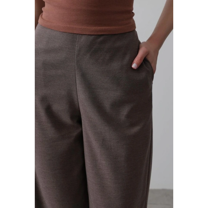 Beli Yarım astikli Palazzo Pantolon  Kahve