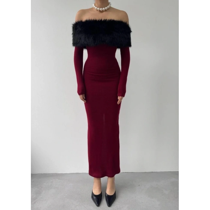 Bestia traplez Tüy Detaylı Elbise