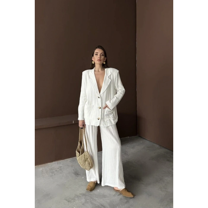 Beyaz Oversize üslin Takım