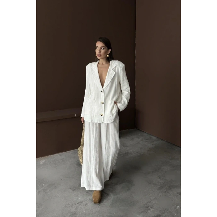 Beyaz Oversize üslin Takım