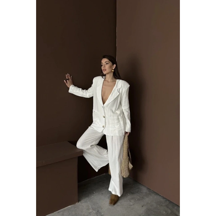 Beyaz Oversize üslin Takım