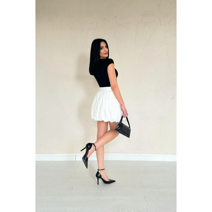 Beyaz Poplin Balon Etek