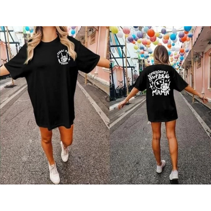 Bisiklet Yaka Baskılı Tshirt  iyah