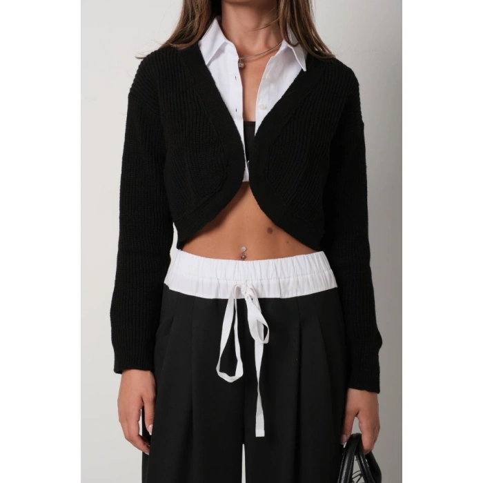 Biyeli Crop Triko Hırka