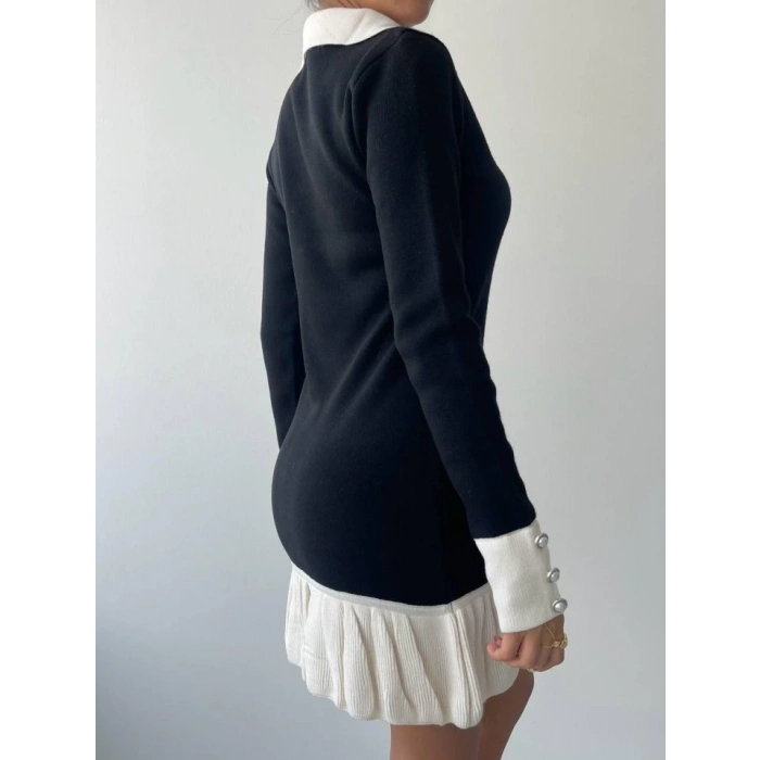 Bochum İnci Düğmeli Mini Elbise