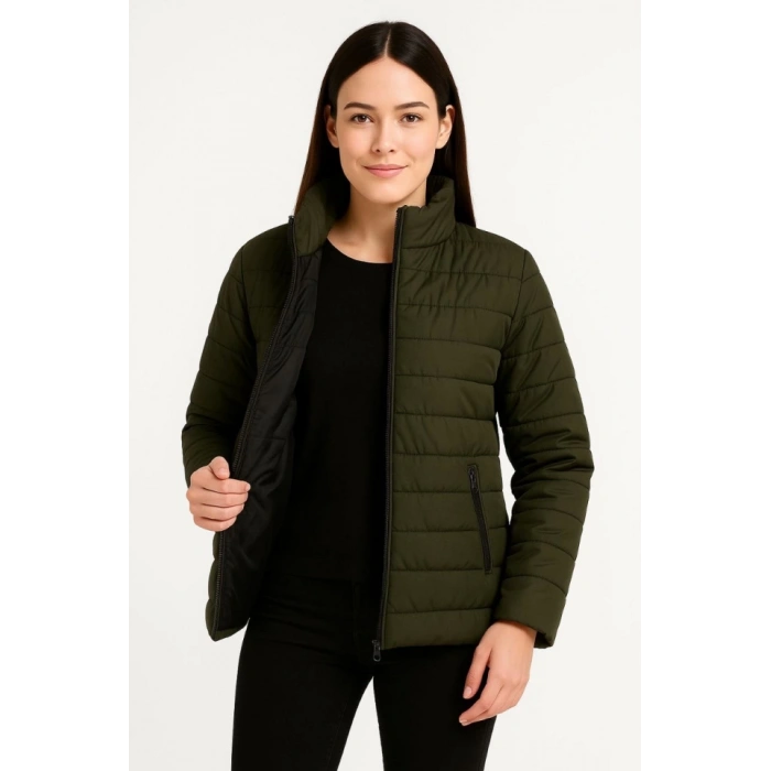 Bomber ont Ceket – u İtici Kumaş, Kapitone Astarlı, Fermuarlı, Kışlık  Haki