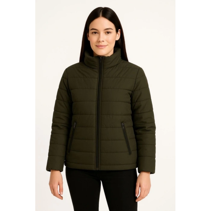 Bomber ont Ceket – u İtici Kumaş, Kapitone Astarlı, Fermuarlı, Kışlık  Haki