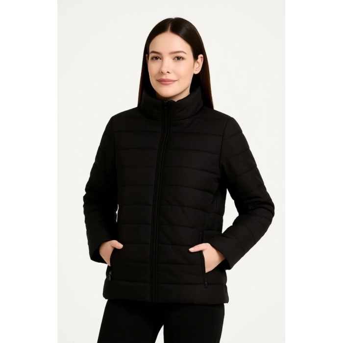 Bomber ont Ceket – u İtici Kumaş, Kapitone Astarlı, Fermuarlı, Kışlık  iyah