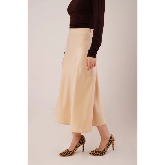 Çan Kesim Midi Krem aten Etek