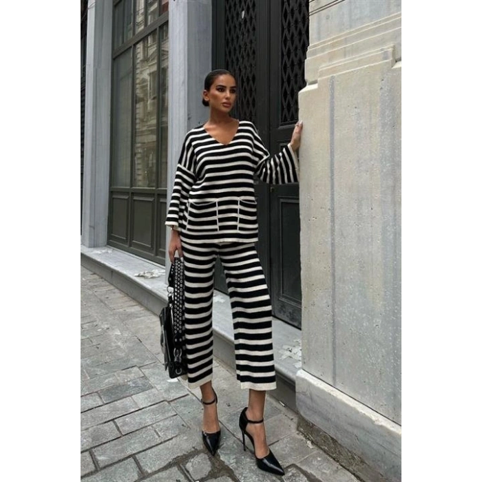 Candy Çizgili Straight Fit Pantolon Takım 9705015