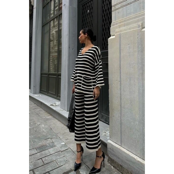 Candy Çizgili Straight Fit Pantolon Takım 9705015