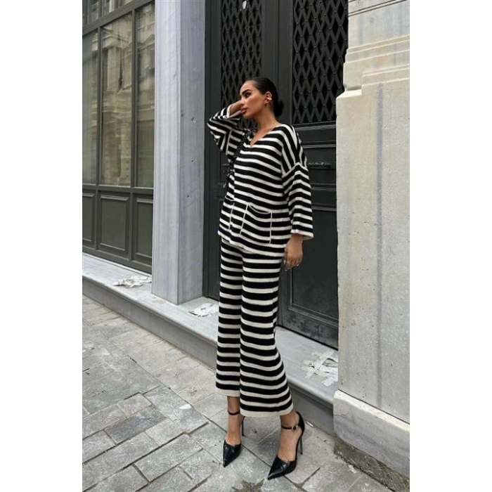 Candy Çizgili Straight Fit Pantolon Takım 9705015