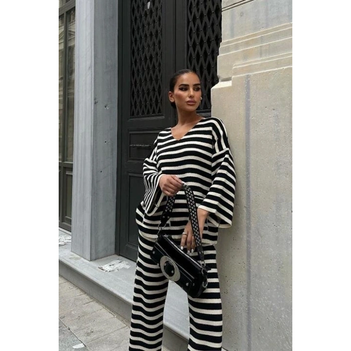 Candy Çizgili Straight Fit Pantolon Takım 9705015