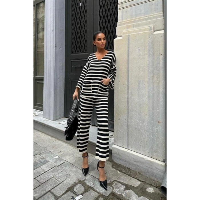 Candy Çizgili Straight Fit Pantolon Takım 9705015