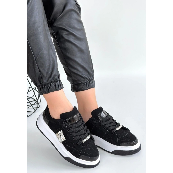 Ceans Siyah Süet Bağcıklı Spor Ayakkabı