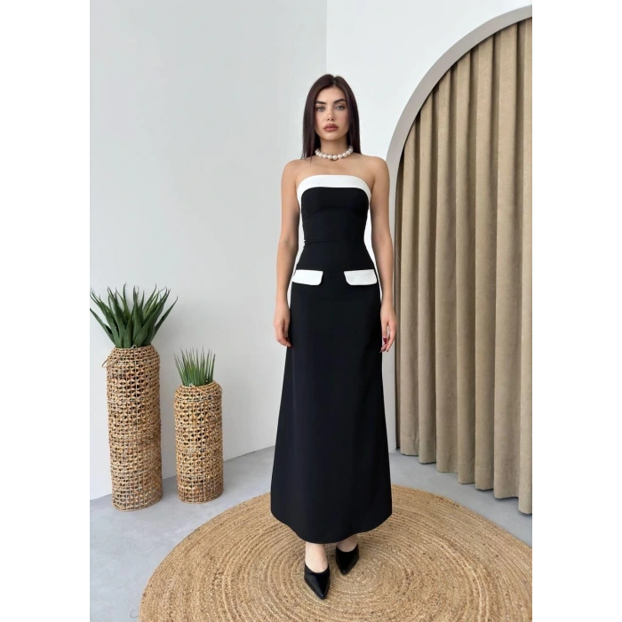 Cep Detaylı traplez Elbise