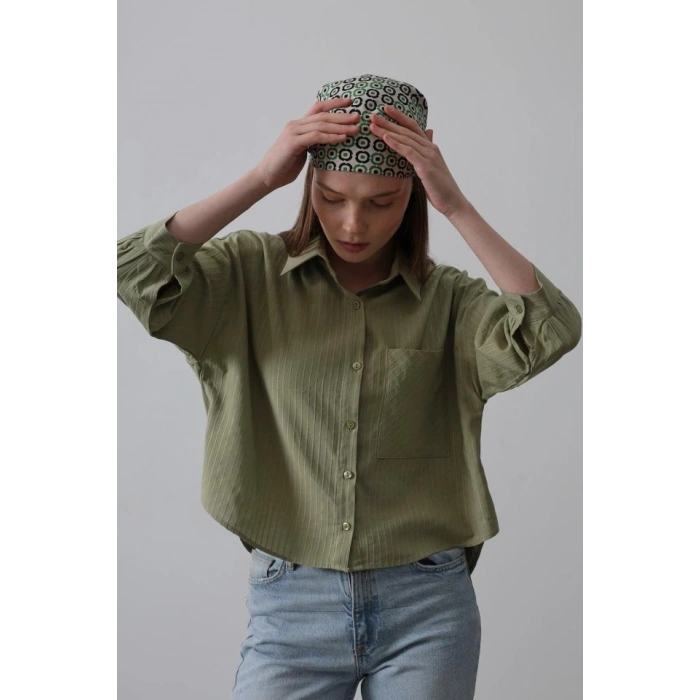 Cepli Kısa Kesim Gömlek  Haki
