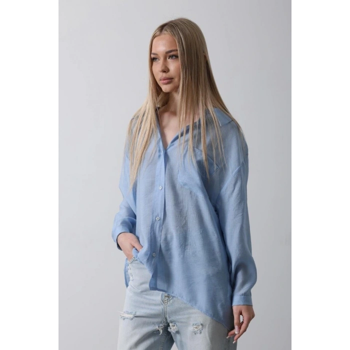 Cepli Oversize Gömlek  Koyu avi