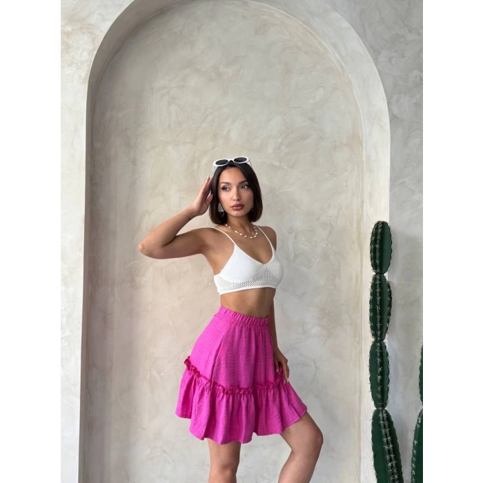 Çingene keten etek fuşya s24808