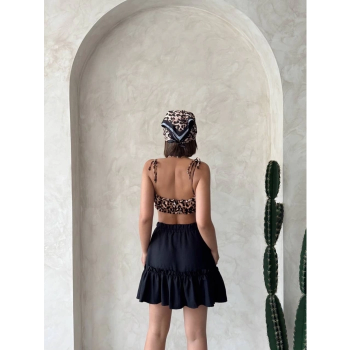 Çingene keten etek siyah s24808