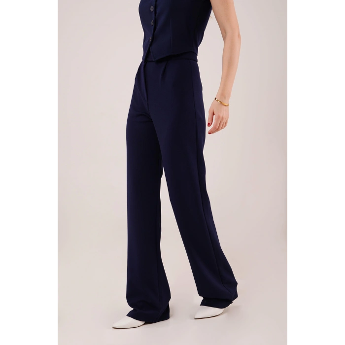 Cırt Kapama Detaylı acivert Pantolon