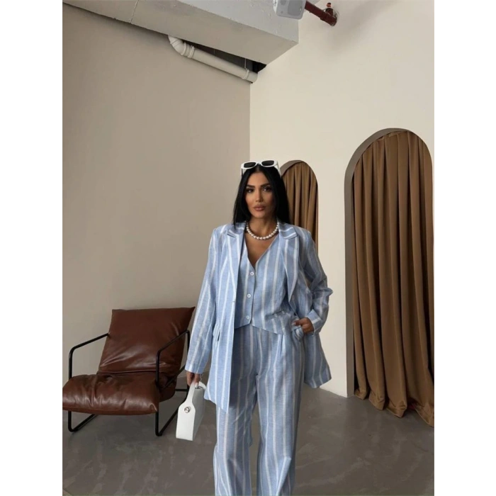 ÇİZGİİ CEKET KETEN  avi