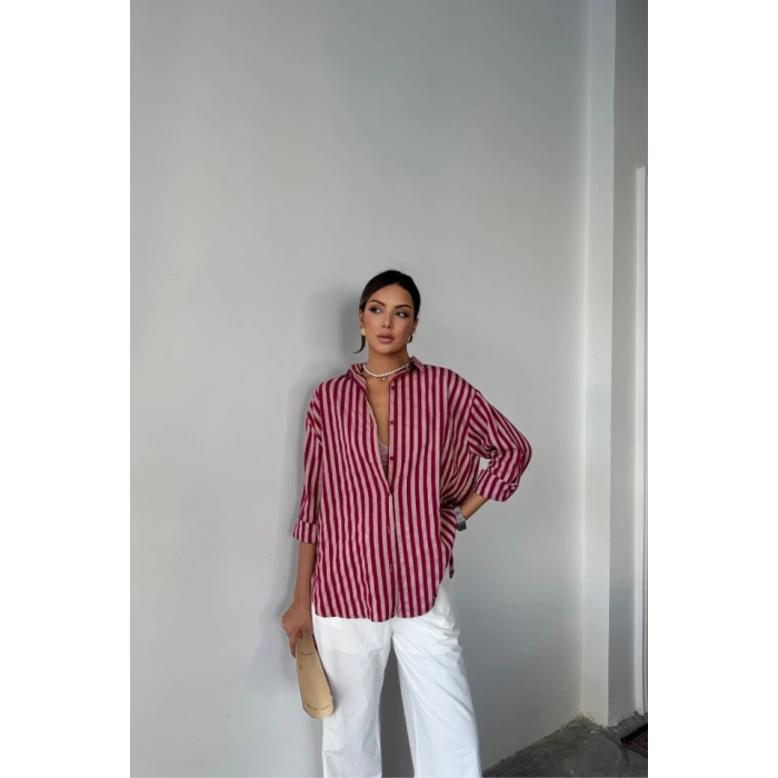 ÇİZGİLİ GÖLEKKETEN  Bordo