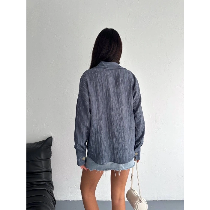 Çizgili oversize gömlek