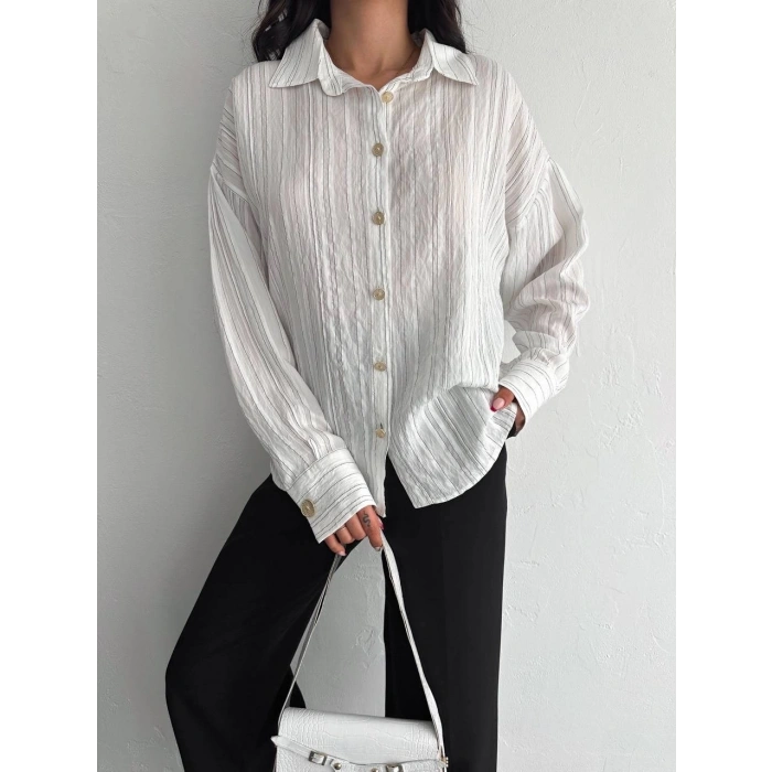 Çizgili oversize gömlek