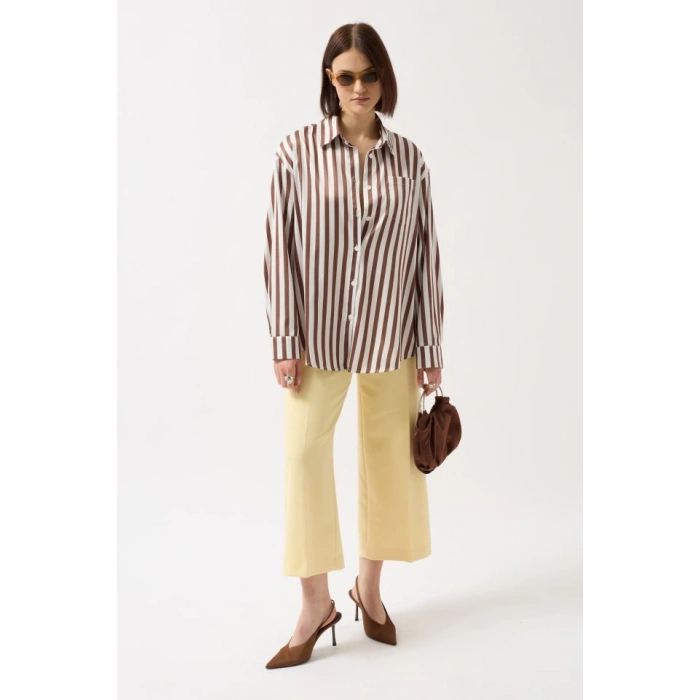Çizgili Saten Gömlek