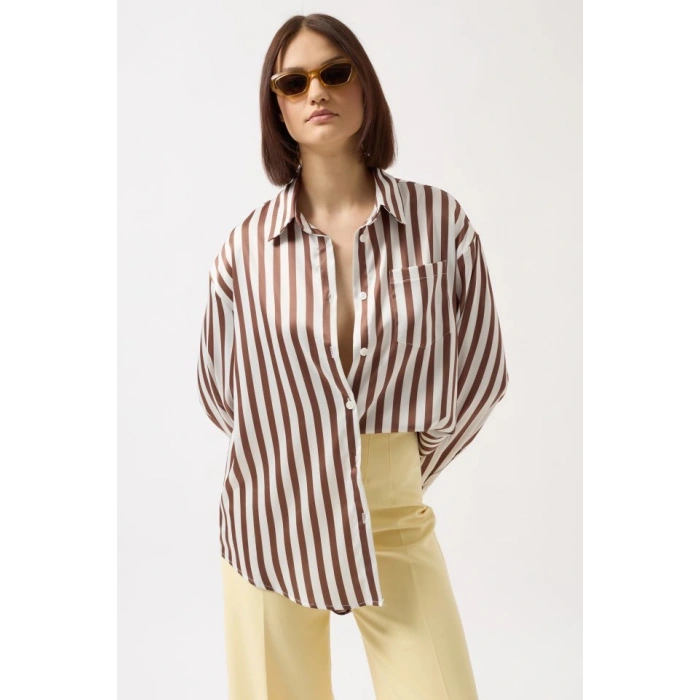 Çizgili Saten Gömlek