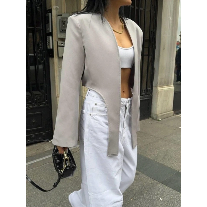 CROP CEKET BAĞLAMA KUYRUKLU  Gri