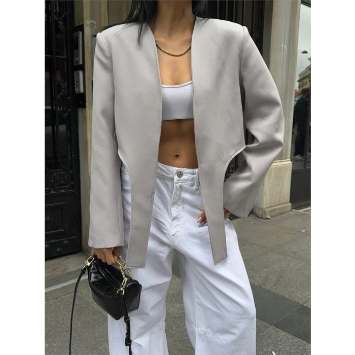 CROP CEKET BAĞLAMA KUYRUKLU  Gri