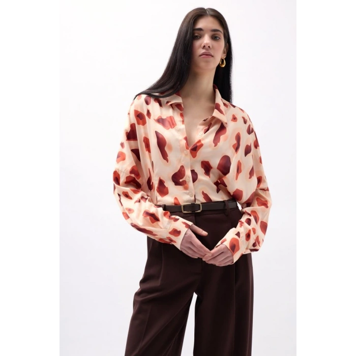 Desenli Crop Gömlek