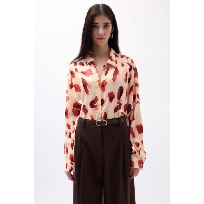 Desenli Crop Gömlek