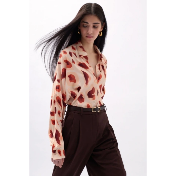 Desenli Crop Gömlek