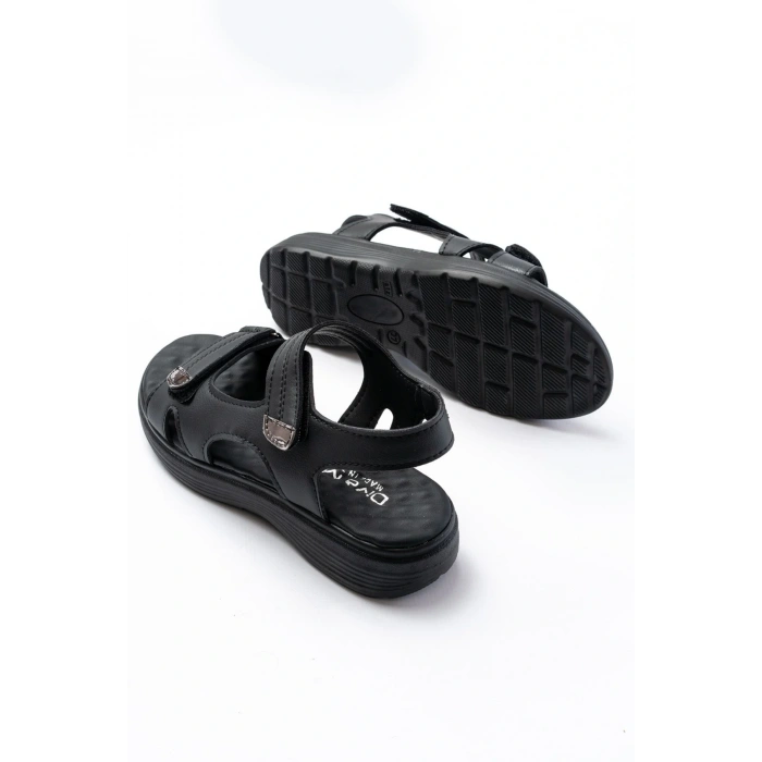 DM-363  Siyah Baret Cırtlı Dikişli Günlük Kadın Sandalet