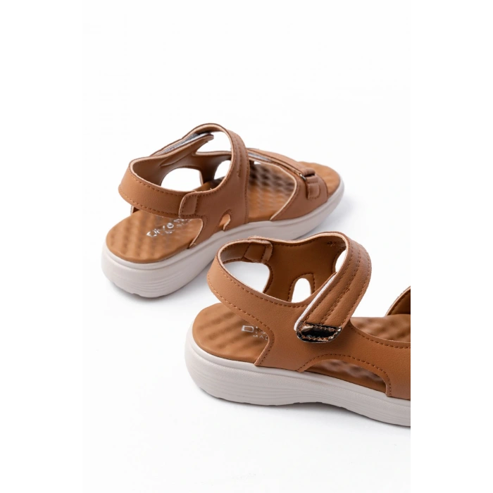 DM-363  Taba Baret Cırtlı Dikişli Günlük Kadın Sandalet