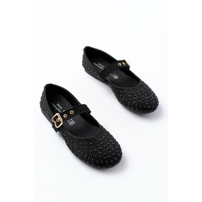 DM-6020 Siyah Troklu Baret Tokalı Günlük Kadın Babet