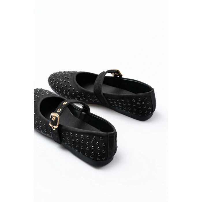 DM-6020 Siyah Troklu Baret Tokalı Günlük Kadın Babet